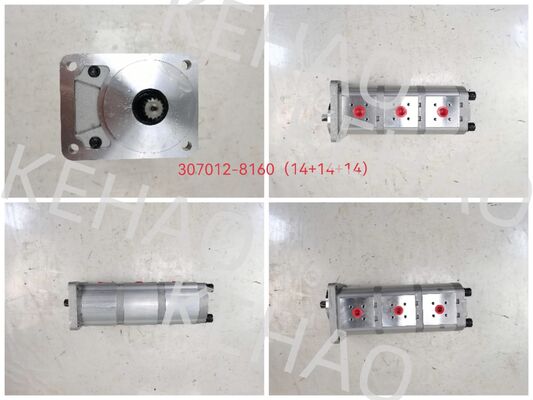 Pompe à engrenages hydraulique à 3 étages 307012-8160 (14+14+14) Haute qualité Matériaux en alliage de fer et d'aluminium Gamme pour machines de construction Fourniture d'usine de pièces de rechange hydrauliques